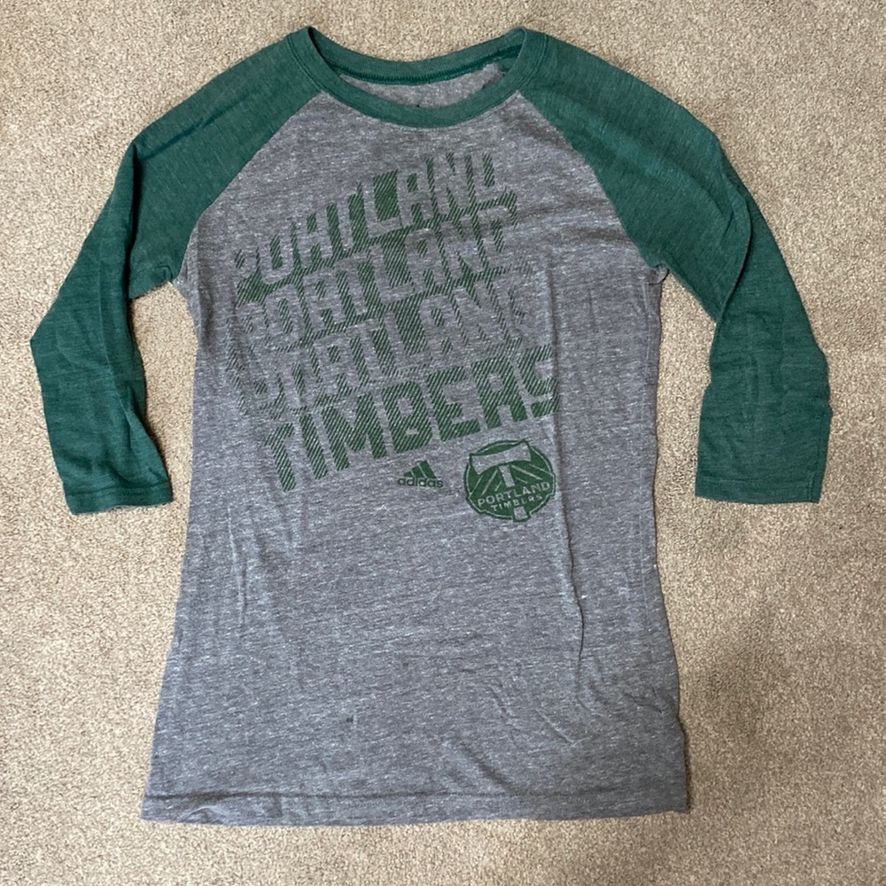 Adidas Portland Timbers 3/4 Sleeve Raglan Graphic Shirt Size M